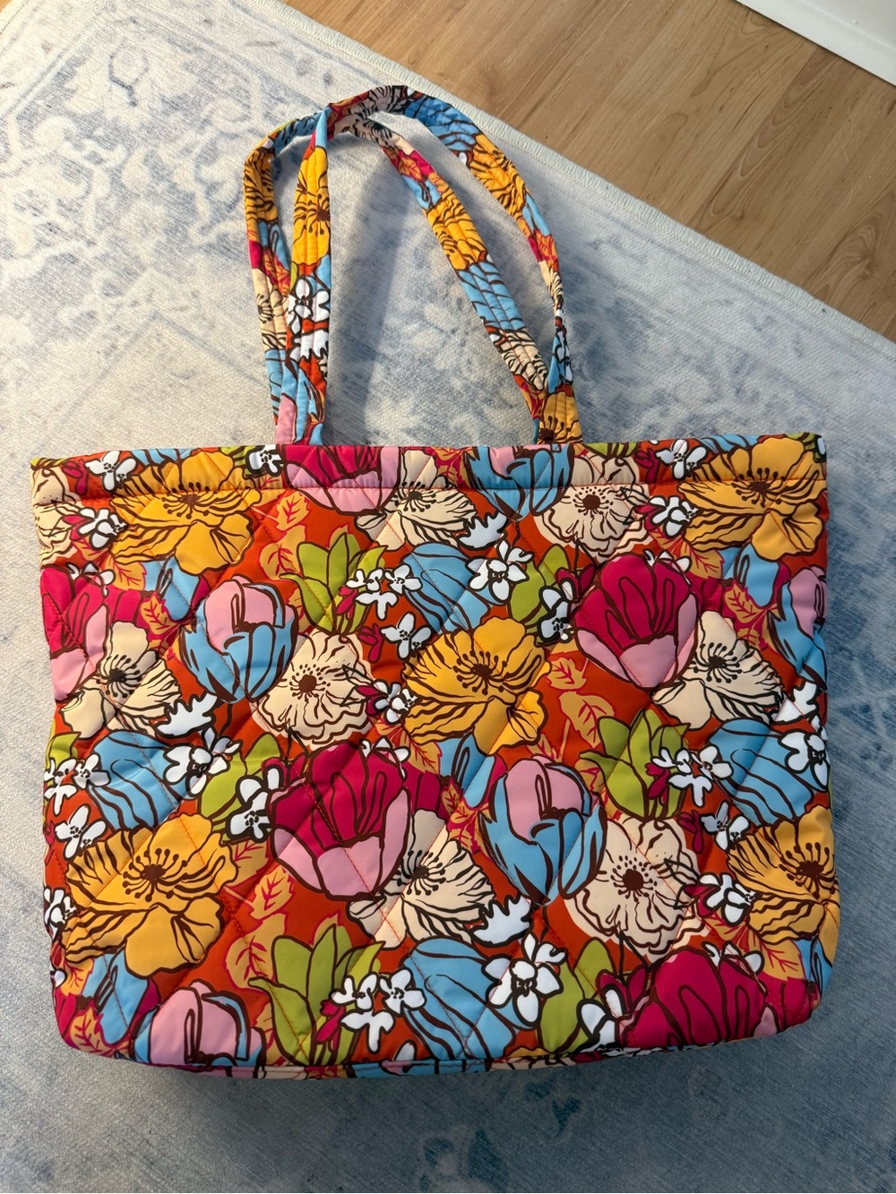 NWOT Vera Bradley Quilted Floral Tote in Orange, Yellow, Blue, Pink